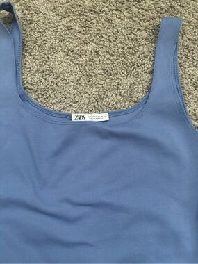 ZARA Dusty Blue Ribbed Tank